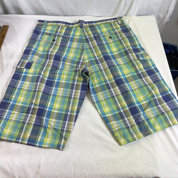 NWT KOMAN Plaid Long Shorts W/ Belt Y2K Bermuda 3XL 42-44 - Picture 2 of 5